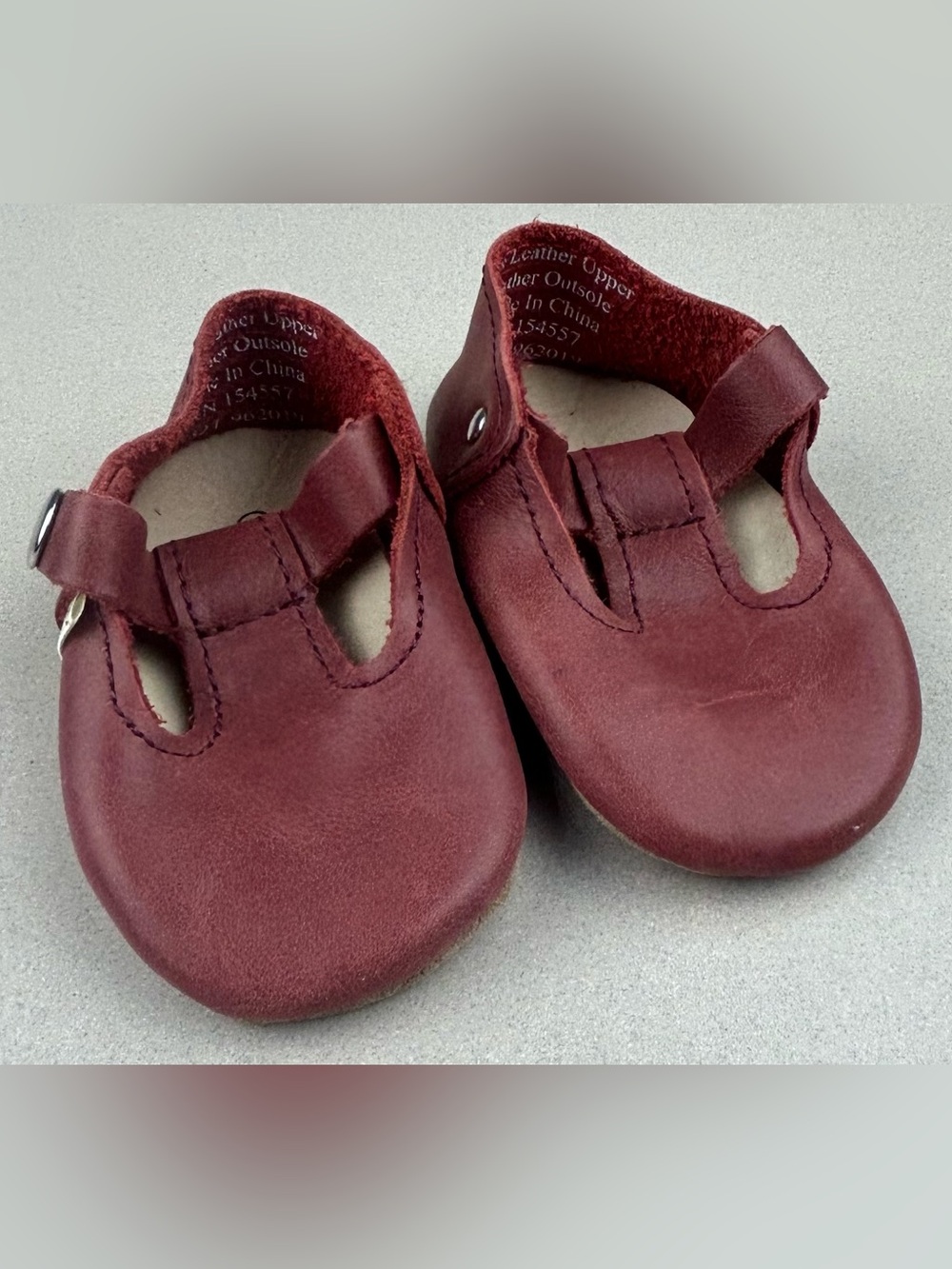 Piper Finn Kids Classic T-Strap Mary Jane Leather Shoes - Burgundy Size 2